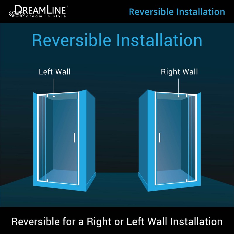 DreamLine Flex 32-36 in. W x 72 in. H Semi-Frameless Pivot Shower Door - BNGBath