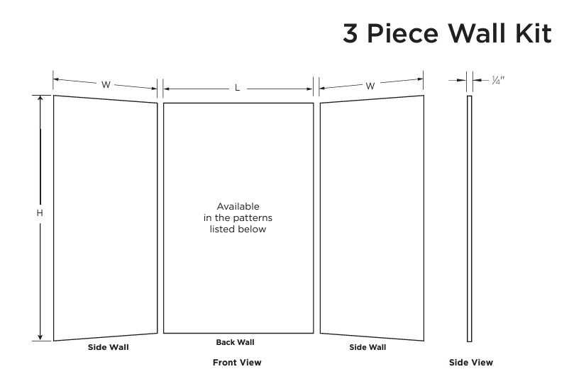 SMMK96-4262 42 x 62 x 96 Swanstone® Smooth Glue up Shower Wall Kit - BNGBath