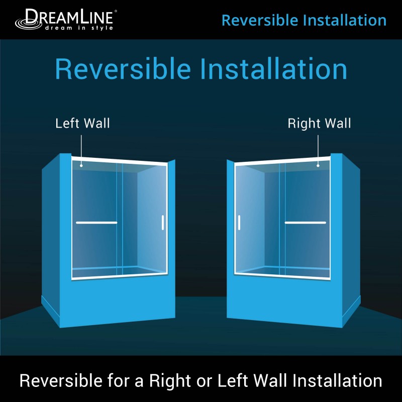 DreamLine Infinity-Z 56-60 in. W x 58 in. H Semi-Frameless Sliding Tub Door, Clear Glass - BNGBath