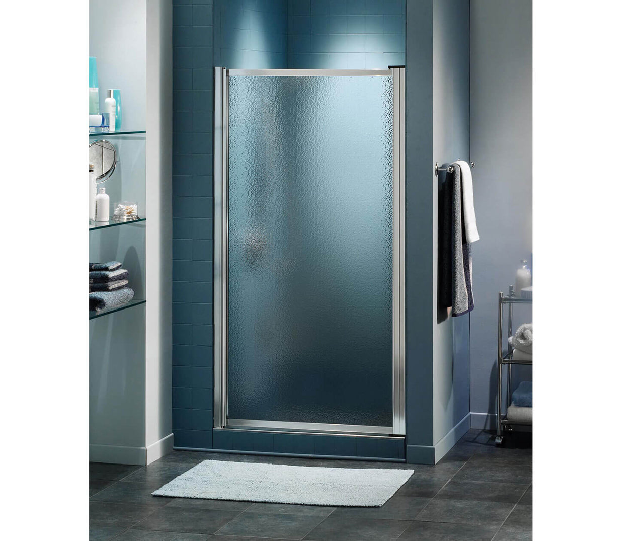 Chrome Frameless Pivot Alcove Shower Door With Clear Glass Maax Pivolok 31-32 3/4 X 64 1/2 - BNGBath