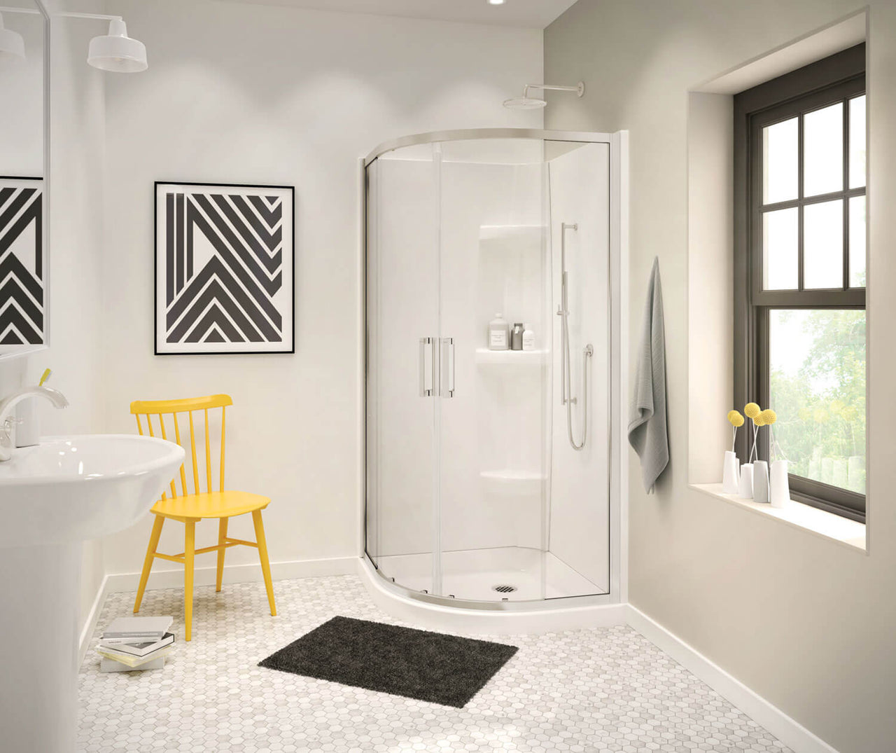 Radia Neo-round Sliding Shower Door 36 x 36 x 71 ½ in. 6 mm Corner Shower door - BNGBath