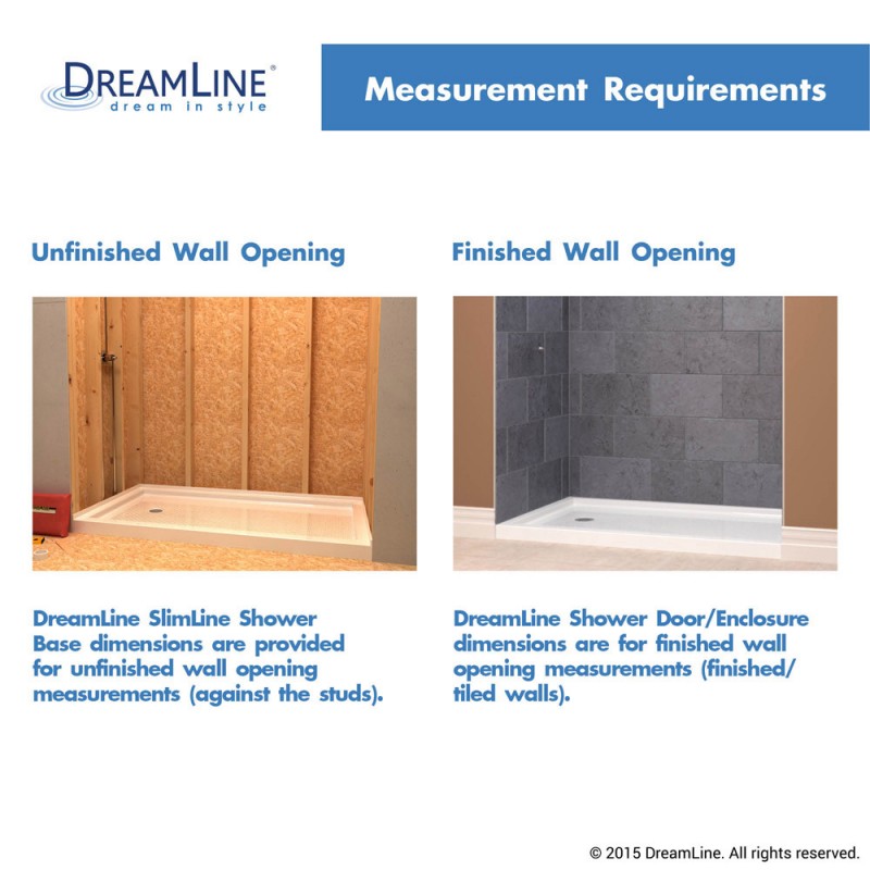 DreamLine SlimLine 30 x 60  x 2 3/4 in. H Left Drain Single Threshold Shower Base - BNGBath