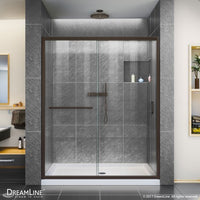 Thumbnail for DreamLine Infinity-Z 36 in. D x 60 in. W x 74 3/4 in. H Clear Sliding Shower Door W/Center Drain White Base - BNGBath