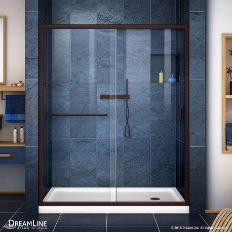 DreamLine Infinity-Z 36 in. D x 60 in. W x 74 3/4 in. H Clear Sliding Shower Door W/Right Hand Drain White Base - BNGBath