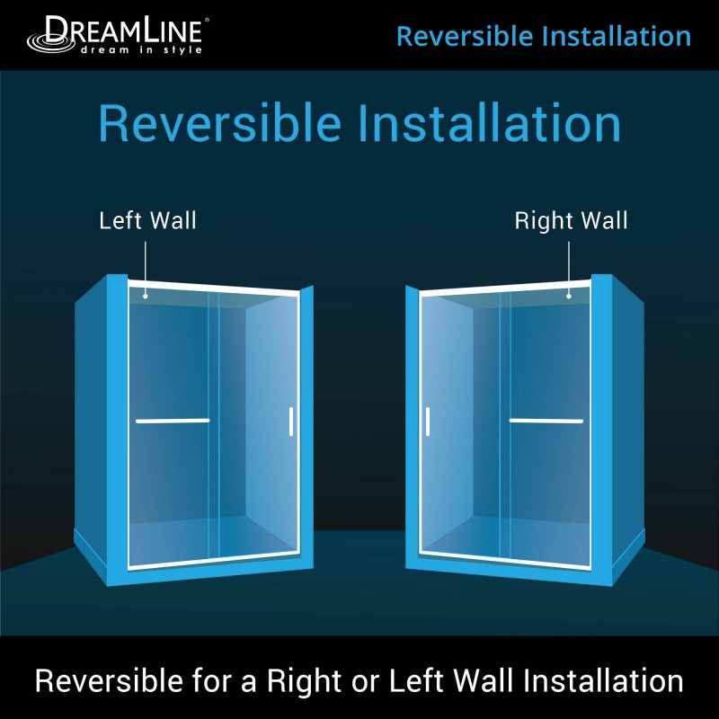 DreamLine Infinity-Z Clear Sliding Shower Door, Right Drain Base and Backwalls - BNGBath