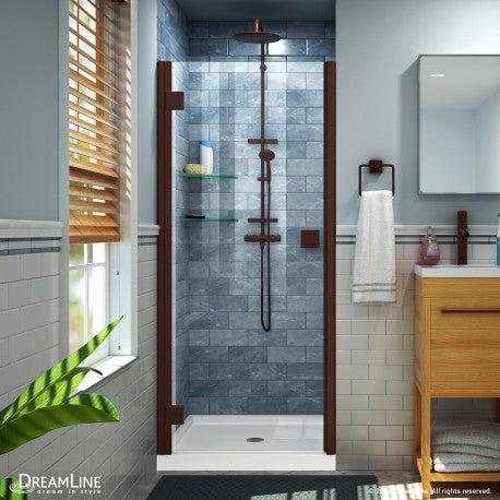 DreamLine Lumen 36 in. D x 36 in. W by 74 3/4 in. H Hinged Shower Door and Base Kit - BNGBath