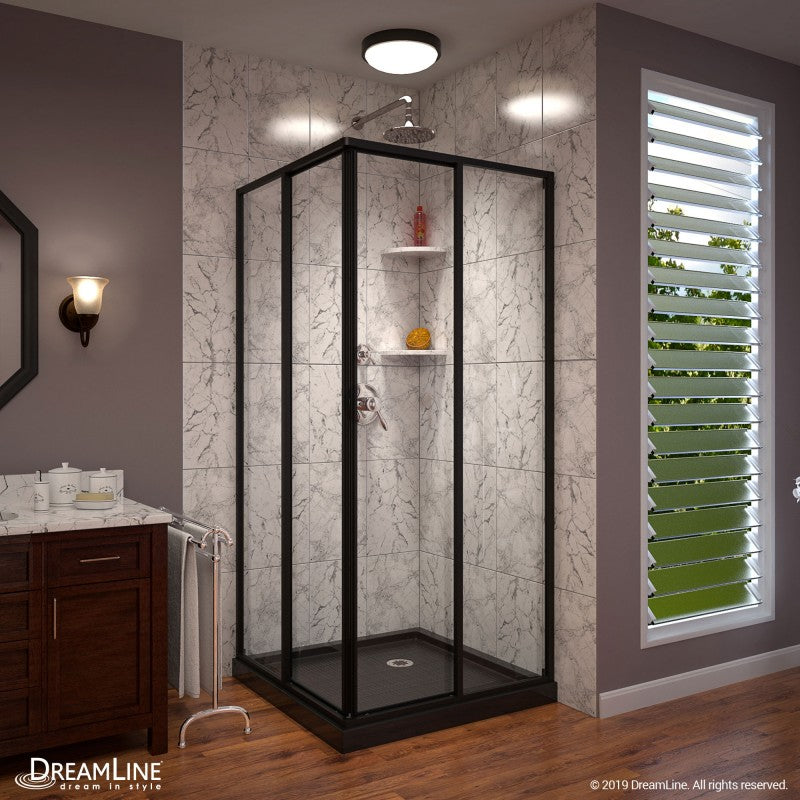 DreamLine Cornerview 36 in. D x 36 in. W x 74 3/4 in. H Framed Sliding Shower Enclosure and SlimLine Shower Base Kit - BNGBath