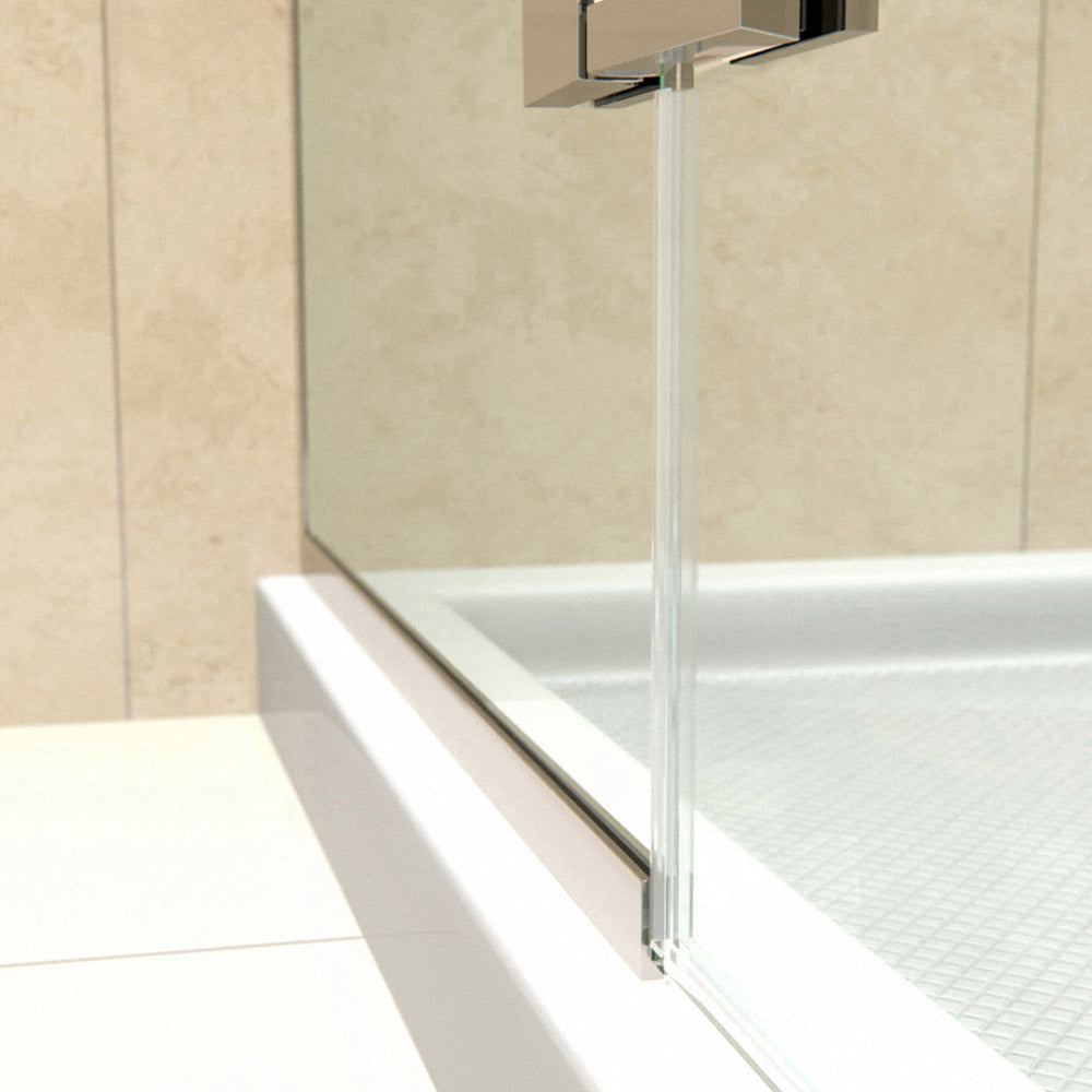 DreamLine Aqua Ultra 34 in. D x 60 in. W x 74 3/4 in. H Frameless Hinged Shower Door and SlimLine Shower Base Kit - BNGBath