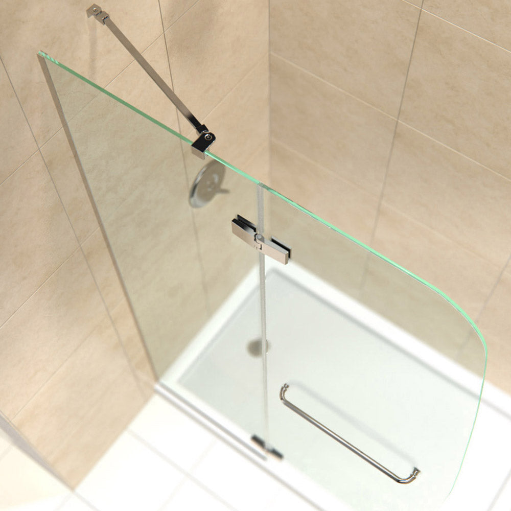 DreamLine Aqua Ultra 36 in. D x 60 in. W x 74 3/4 in. H Frameless Hinged Shower Door and SlimLine Shower Base Kit - BNGBath