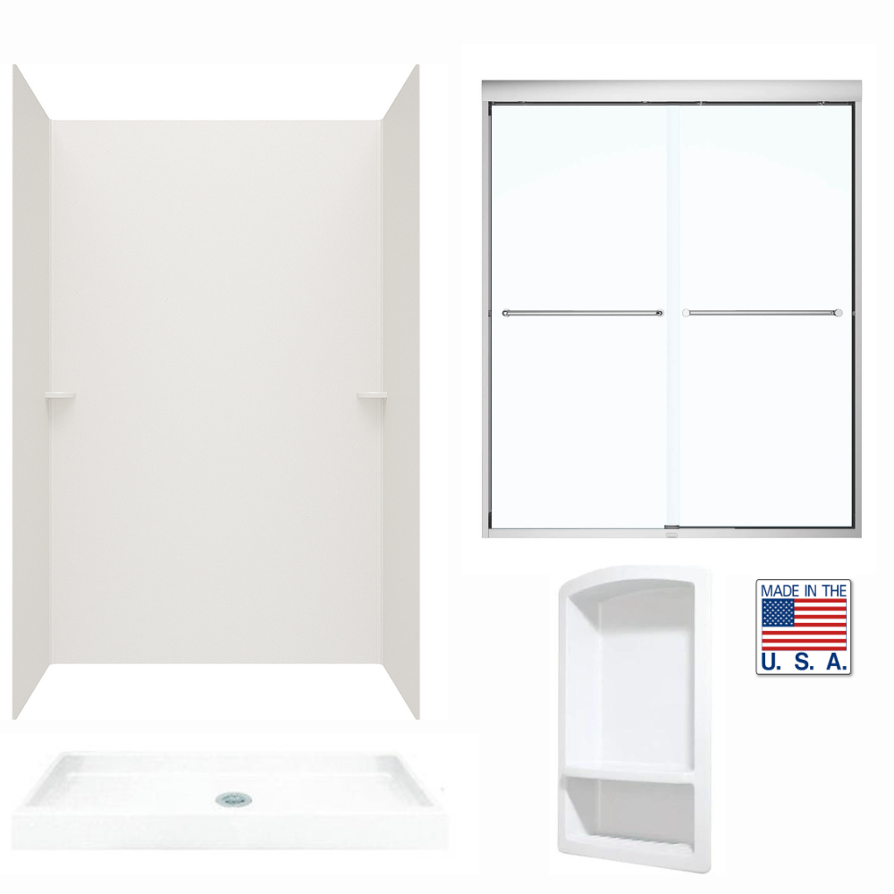 32" x 60" x 75" Swanstone Complete shower kit with Dreamline By-pass Shower Door - BNGBath