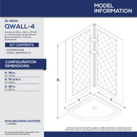 Thumbnail for DreamLine 36 in. x 36 in. x 76 3/4 in. H SlimLine Neo-Angle Shower Base and QWALL-4 Acrylic Backwall Kit - BNGBath