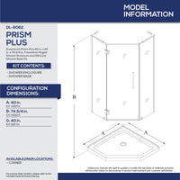 Thumbnail for DreamLine Prism Plus 40 in. x 40 in. x 74 3/4 in. Frameless Hinged Shower Enclosure and SlimLine Shower Base Kit - BNGBath