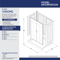 Thumbnail for DreamLine Visions 34 in. D x 60 in. W x 76 3/4 in. H Semi-Frameless Sliding Shower Door, Shower Base and QWALL-5 Backwall Kit - BNGBath