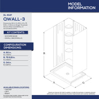 Thumbnail for DreamLine 34 in. D x 60 in. W x 75 5/8 in. H SlimLine Single Threshold Shower Base and QWALL-3 Acrylic Backwall Kit - BNGBath