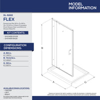 Thumbnail for DreamLine Flex 30 in. D x 60 in. W x 74 3/4 in. H Semi-Frameless Pivot Shower Door and SlimLine Shower Base Kit - BNGBath