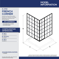 Thumbnail for DreamLine French Corner 42 in. D x 42 in. W x 74 3/4 in. H Framed Sliding Shower Enclosure and Shower Base Kit - BNGBath