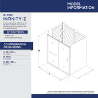 Thumbnail for DreamLine Infinity-Z 56-60 in. W x 60 in. H Semi-Frameless Sliding Tub Door and QWALL-Tub Acrylic Backwall Kit, Clear Glass - BNGBath