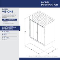 Thumbnail for DreamLine Visions 56-60 in. W x 60 in. H Semi-Frameless Sliding Tub Door and QWALL-Tub Acrylic Backwall Kit - BNGBath