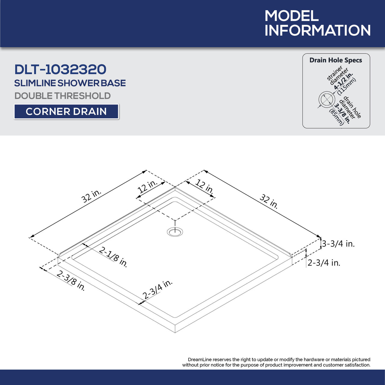 DreamLine Flex 32 in. D x 32 in. W x 74 3/4 in. H Semi-Frameless Pivot Shower Enclosure and SlimLine Shower Base Kit - BNGBath