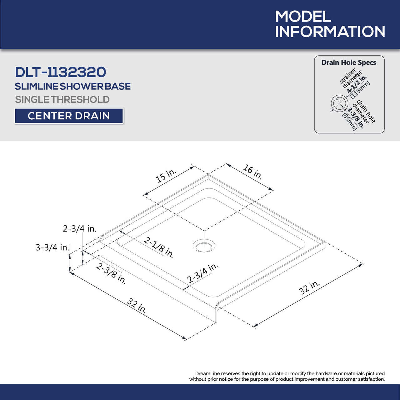 DreamLine Flex 32 in. D x 32 in. W x 76 3/4 in. H Semi-Frameless Pivot Shower Door, SlimLine Shower Base and Backwall Kit - BNGBath