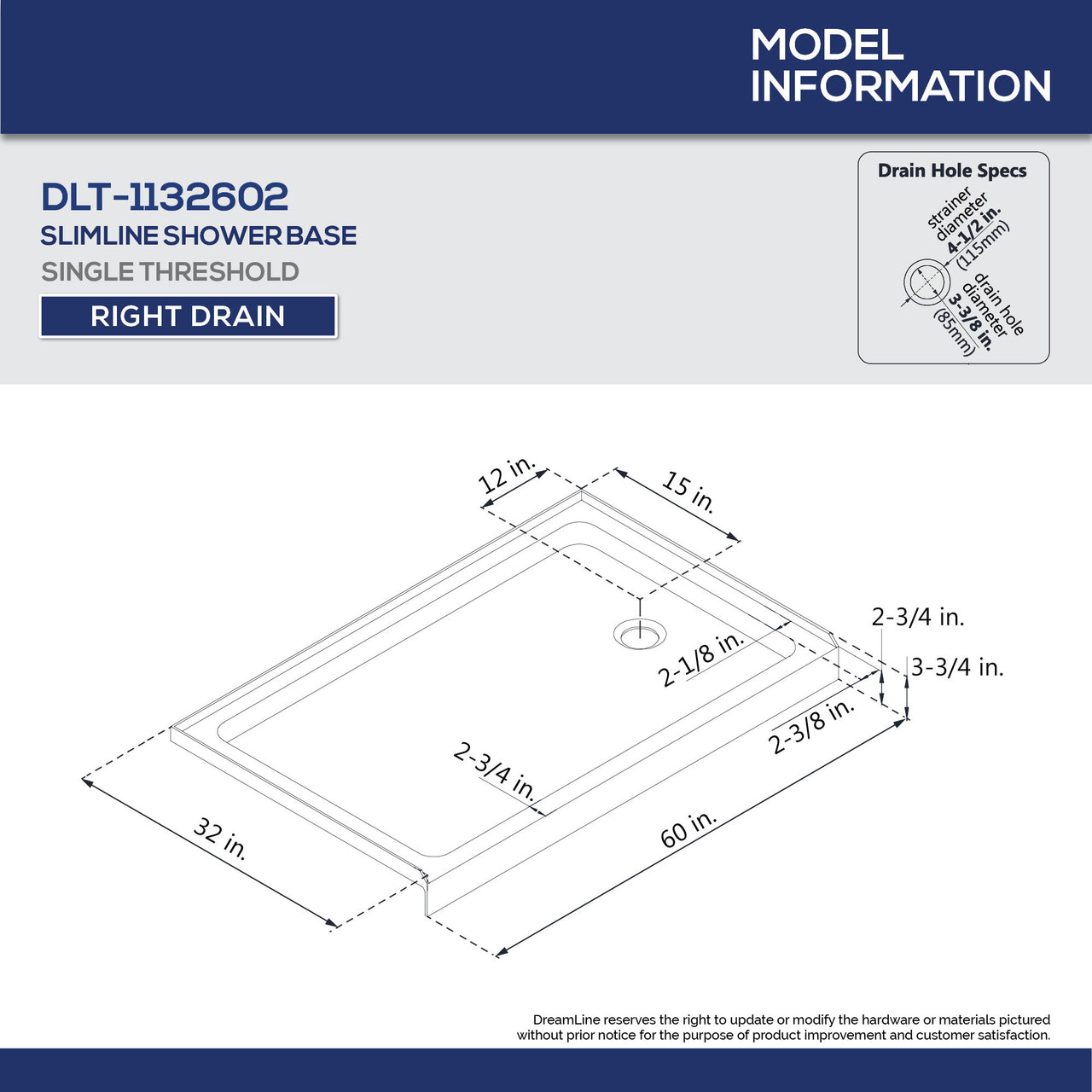 DreamLine Flex 32 in. D x 60 in. W x 76 3/4 in. H Semi-Frameless Pivot Shower Door, SlimLine Shower Base and Backwall Kit - BNGBath