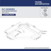 Thumbnail for DreamLine 36 in. x 36 in. x 76 3/4 in. H SlimLine Neo-Angle Shower Base and QWALL-4 Acrylic Backwall Kit - BNGBath