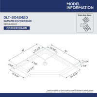 Thumbnail for DreamLine 42 in. x 42 in. x 76 3/4 in. H SlimLine Neo-Angle Shower Base and QWALL-4 Acrylic Backwall Kit - BNGBath