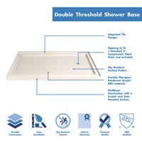 Thumbnail for DreamLine Flex 36 in. D x 60 in. W x 74 3/4 in. H Semi-Frameless Pivot Shower Enclosure and SlimLine Shower Base Kit - BNGBath