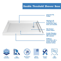 Thumbnail for DreamLine Flex 36 in. D x 48 in. W x 74 3/4 in. H Semi-Frameless Pivot Shower Enclosure and SlimLine Shower Base Kit - BNGBath