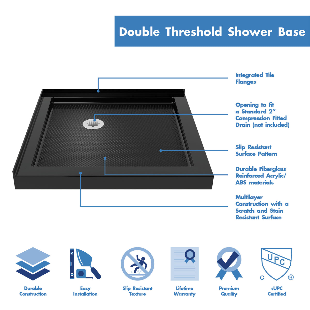 DreamLine French Corner 42 in. D x 42 in. W x 74 3/4 in. H Framed Sliding Shower Enclosure and Shower Base Kit - BNGBath