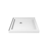 Thumbnail for DreamLine 36 in. D x 36 in. W x 76 3/4 in. H SlimLine Double Threshold Shower Base and QWALL-4 Acrylic Backwall Kit - BNGBath