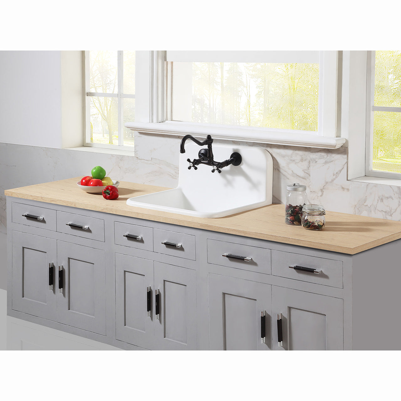 Gourmetier Arcticstone 24" x 21" Farmhouse Drop-In Kitchen Sinks - BNGBath