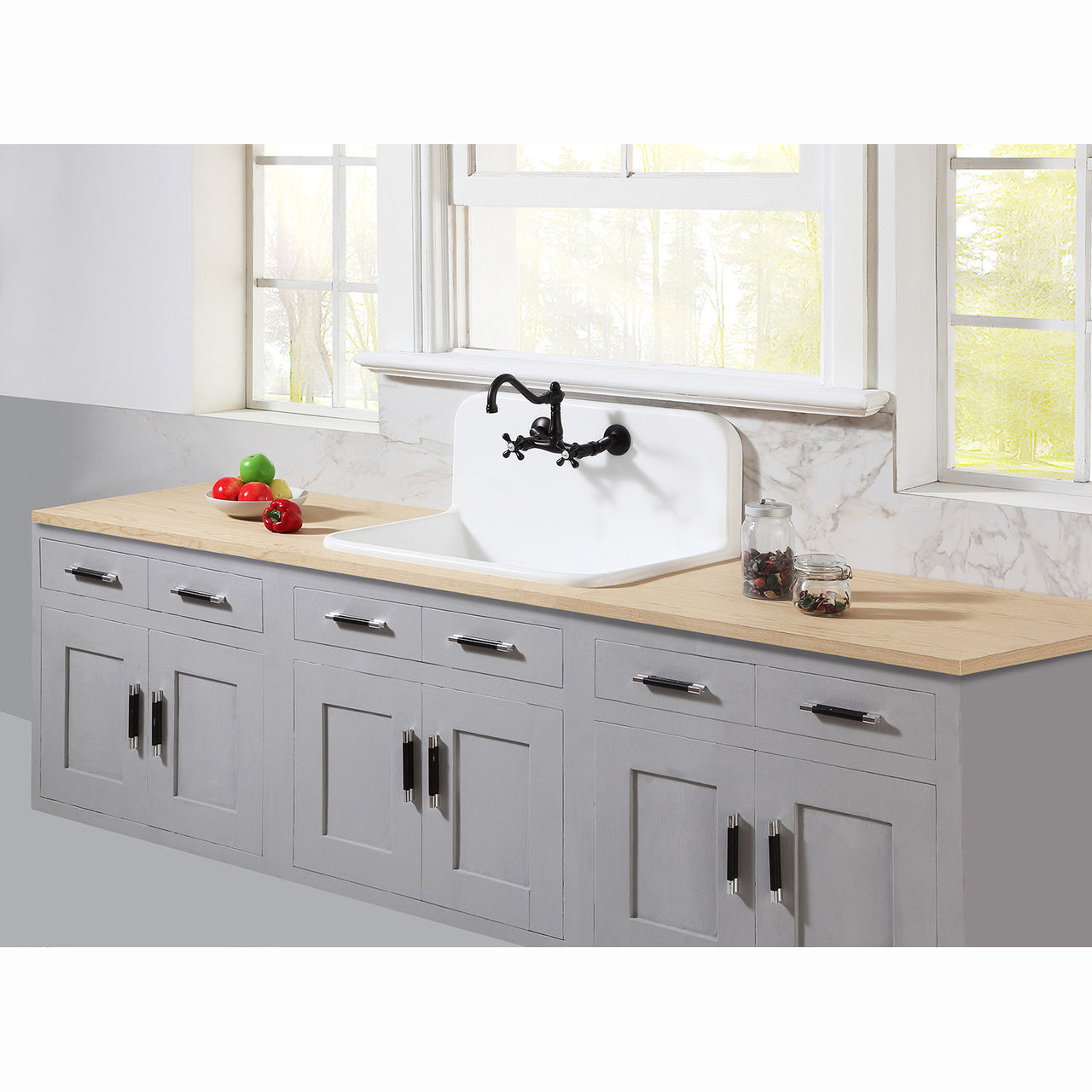 Gourmetier Arcticstone 30" x 21" Farmhouse Drop-In Kitchen Sinks - BNGBath