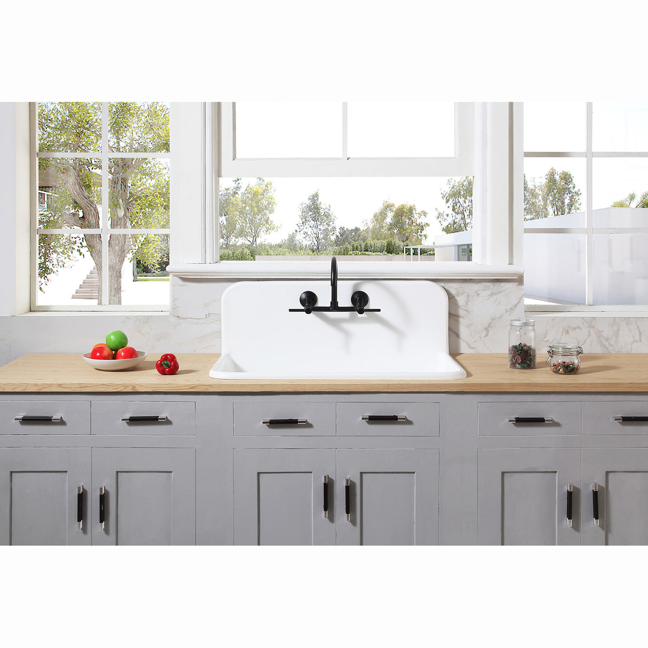 Gourmetier Arcticstone 36" x 21" farmhouse Drop-In Kitchen Sinks - BNGBath