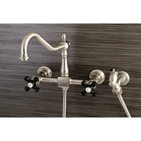 Thumbnail for Kingston Brass KS1248PKXBS Duchess Wall Mount Bridge Kitchen Faucet with Brass Sprayer - BNGBath