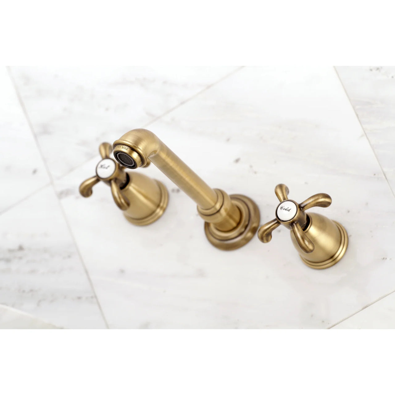 Kingston Brass KS7122TX 8-Inch Center Wall Mount Bathroom Faucet, Polished Brass - BNGBath