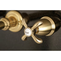 Thumbnail for Kingston Brass KS7122TX 8-Inch Center Wall Mount Bathroom Faucet, Polished Brass - BNGBath