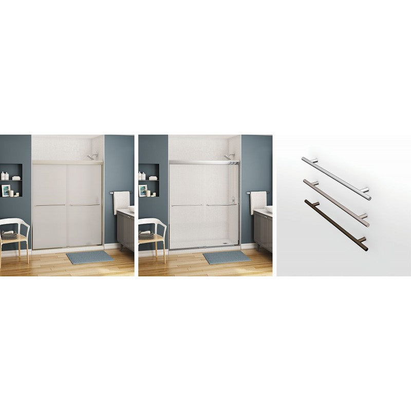 Brushed Nickel Shower Door With 6mm Mistelite Glass MAAX Kameleon 55-59 in.X 71in - BNGBath