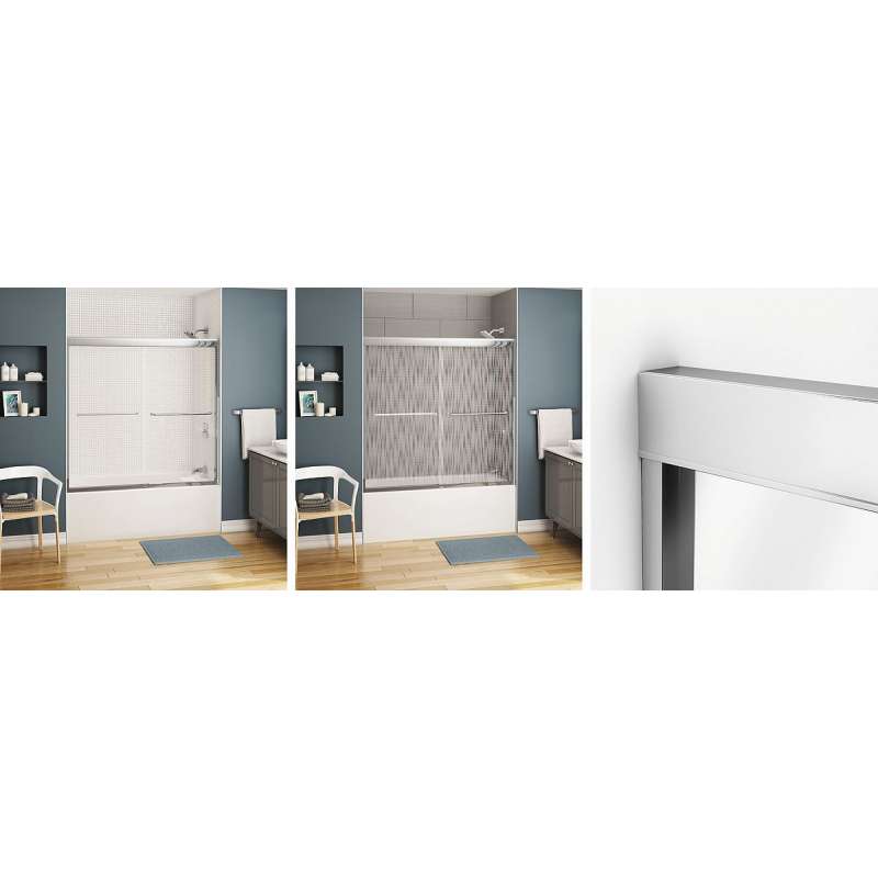 Chrome 6mm Semi-Frameless Slider Tub Door With Mistelite Glass MAAX Kameleon 6mm Tub 55-59 X 57 - BNGBath