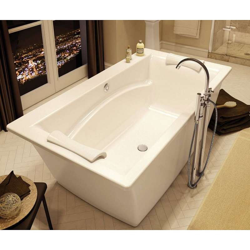 66in X 36in X 24in Rectangular Freestanding Acrylic Soaking Bathtub With Center Drain, In White - BNGBath