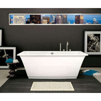 Thumbnail for 66in X 36in X 24in Rectangular Freestanding Acrylic Soaking Bathtub With Center Drain, In White - BNGBath