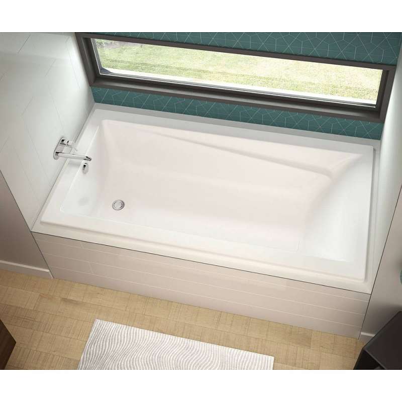 60in X 36in X 18in Rectangular Drop-In Acrylic Soaking Bathtub With End Drain, In White - BNGBath