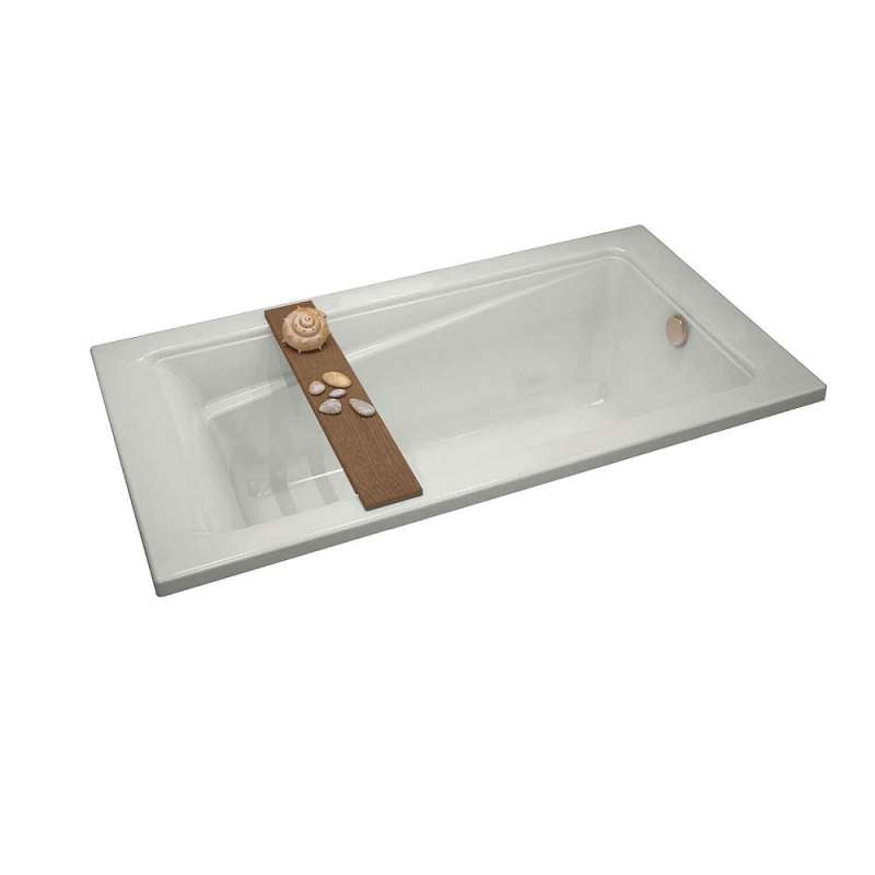 60in X 36in X 18in Rectangular Drop-In Acrylic Soaking Bathtub With End Drain, In White - BNGBath