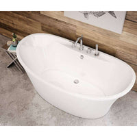 Thumbnail for 66in X 36in X 28in Oval Acrylic Freestanding Soaking Bathtub With Center Drain, In White - BNGBath