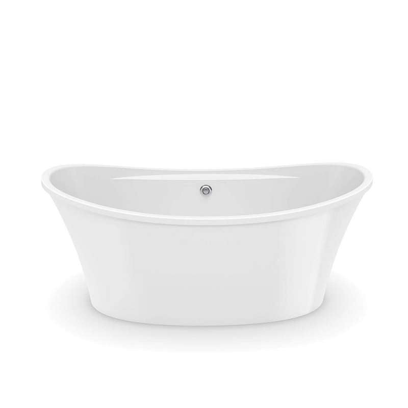 66in X 36in X 28in Oval Acrylic Freestanding Soaking Bathtub With Center Drain, In White - BNGBath