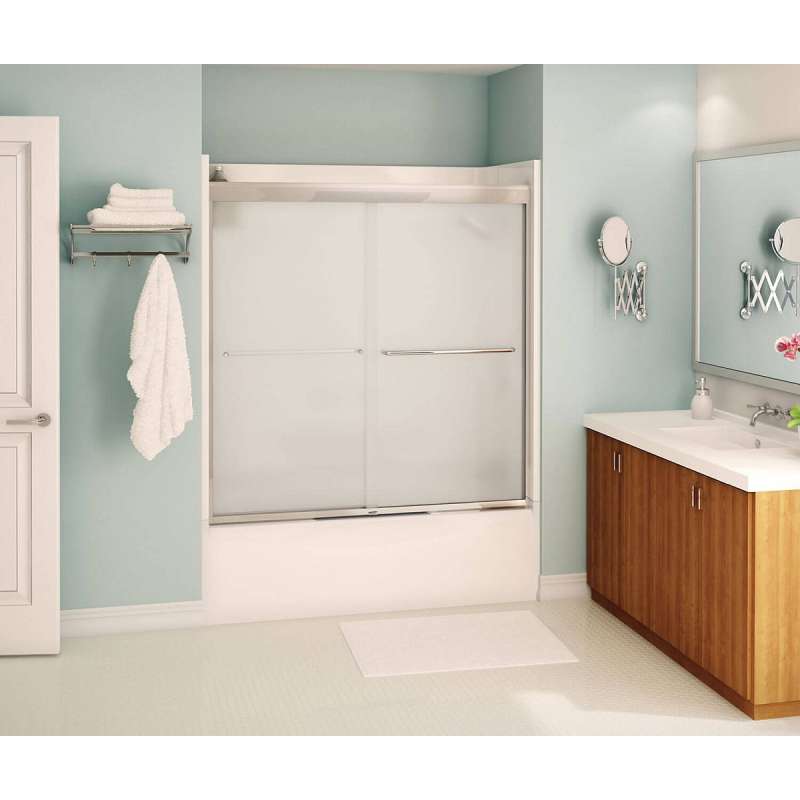 Chrome 6mm Semi-Frameless Slider Tub Door With Mistelite Glass MAAX Kameleon 6mm Tub 55-59 X 57 - BNGBath