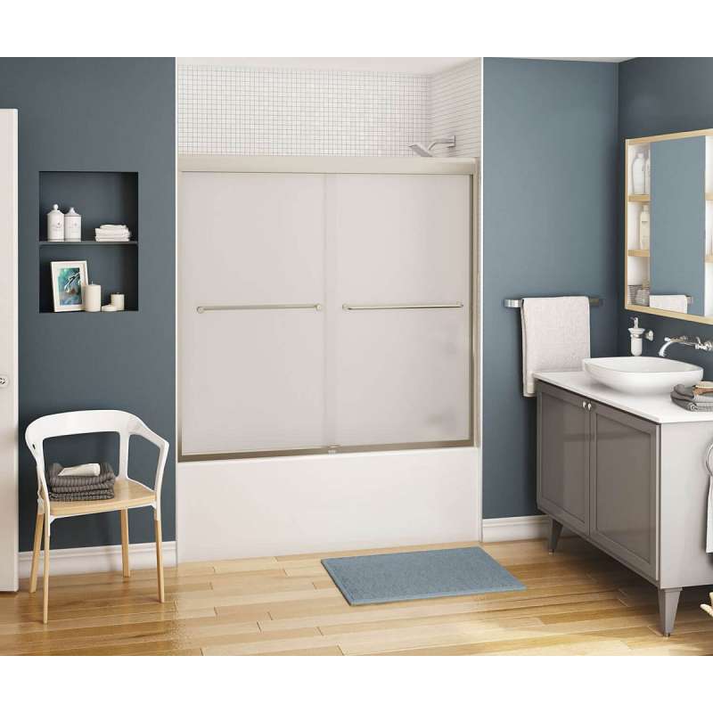 Brushed Nickel 6mm Tub Door With Mistelite Glass MAAX Kameleon 6mm Tub 55-59 X 57 - BNGBath