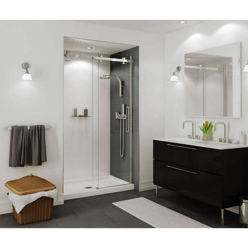 Frameless Slider Alcove Shower Door With Clear Glass Max Halo 44.5-47in X 78.75in - BNGBath