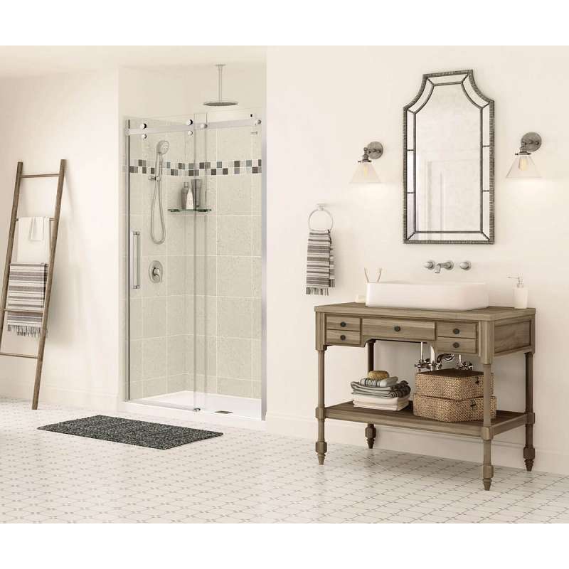 Frameless Slider Alcove Shower Door With Clear Glass Max Halo 44.5-47in X 78.75in - BNGBath