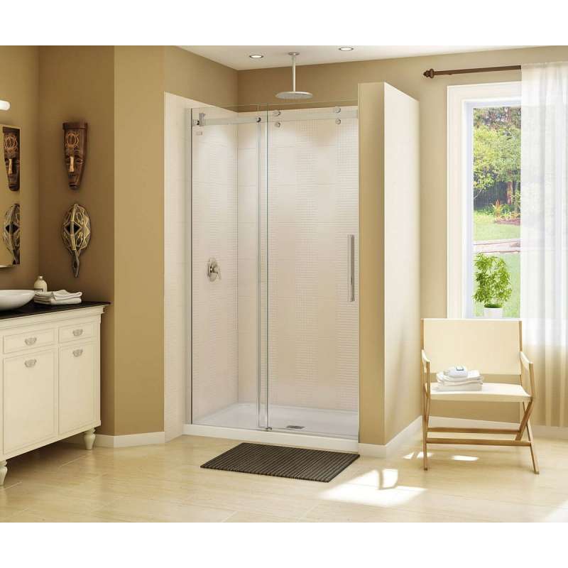 Frameless Slider Alcove Shower Door With Clear Glass Max Halo 44.5-47in X 78.75in - BNGBath